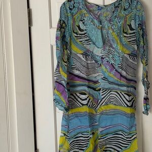 RAJ TUNIC TOP / DRESS MULTI COLOR LARGE with embroidery
